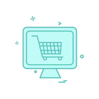 Sepeti simgesi tasarım, renkli vektör çizim