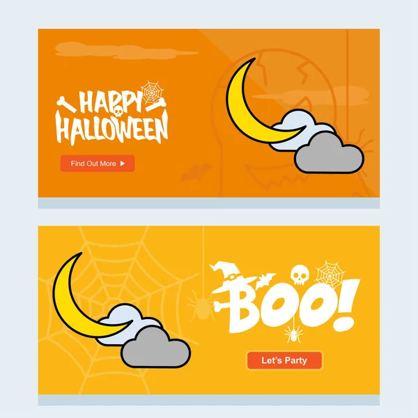 Boldog Halloween Meghívás Design Hold Vektoros Illusztráció — Stock Vector