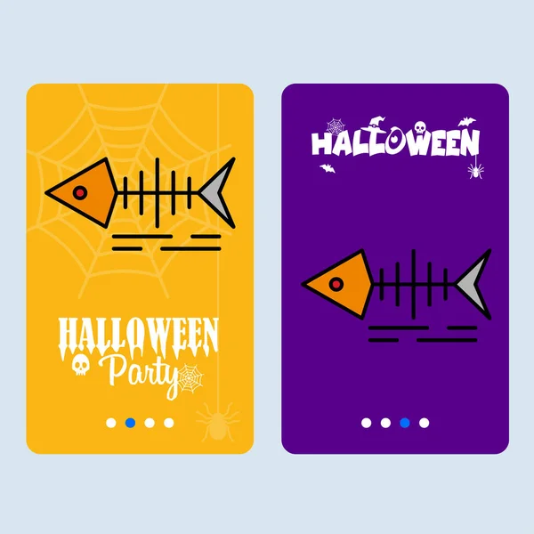 Happy Halloween Invitation Design Fish Skull Vector — Stock Vector