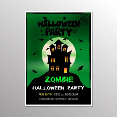 Vektör çizim bir Cadılar Bayramı Zombi partisi tema yeşil zemin üzerine. EPS 10 illustratio