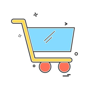 Sepeti simgesi tasarım, renkli vektör çizim