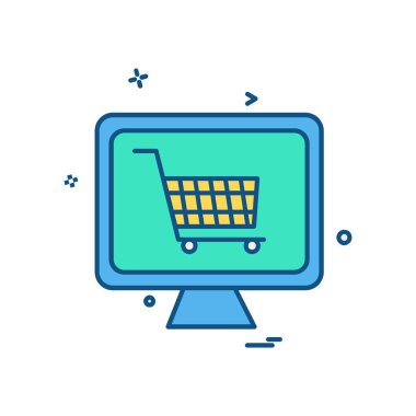 Sepeti simgesi tasarım, renkli vektör çizim