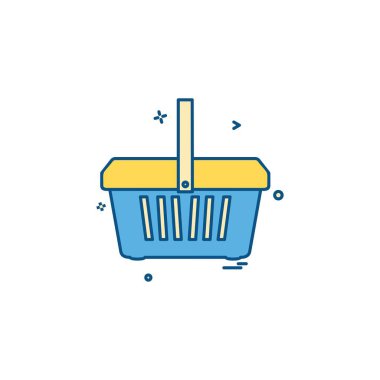 Sepeti simgesi tasarım, renkli vektör çizim