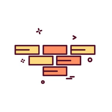 Duvar simgesi tasarım, renkli vektör çizim