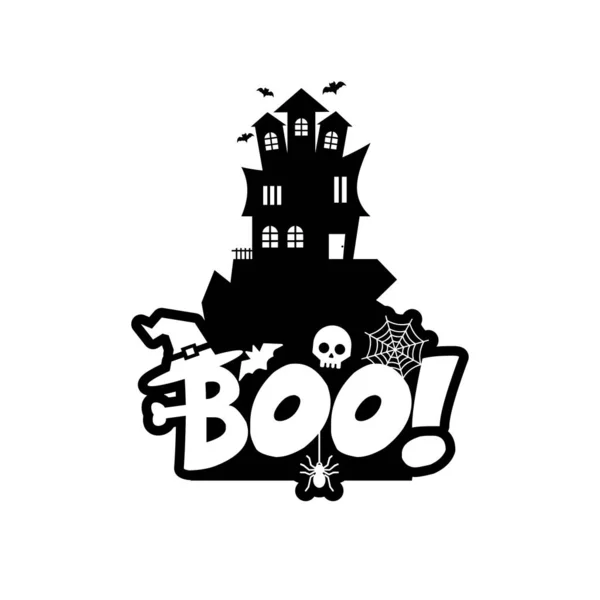 Diseño Tipográfico Boo Ilustración Vectorial Tarjeta Halloween — Archivo Imágenes Vectoriales