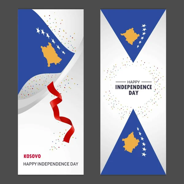 Kosovo Happy Independence Day Confetti Celebration Background Ensemble Bannière Verticale — Image vectorielle