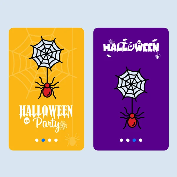 Šťastný Halloween Pozvánky Design Spider Vektorové Ilustrace — Stockový vektor