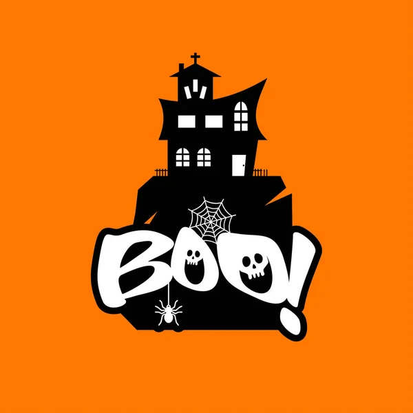 Conception Typographie Boo Illustration Vectorielle Carte Halloween — Image vectorielle