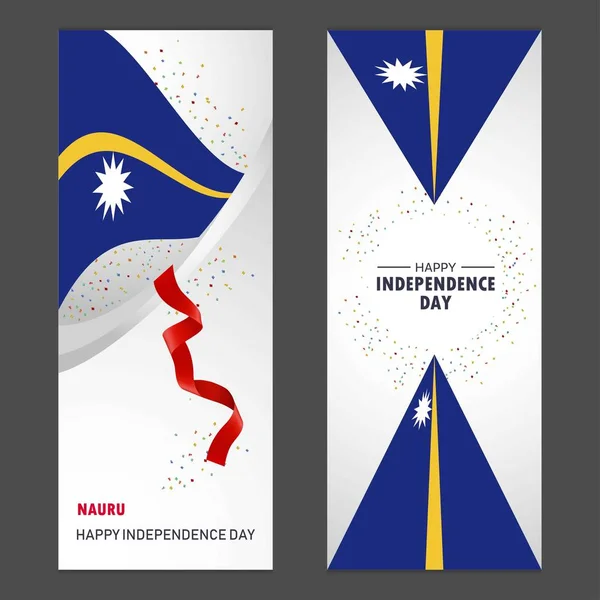 Nauru Feliz Día Independencia Confetti Celebración Antecedentes Vertical Banner Set — Archivo Imágenes Vectoriales