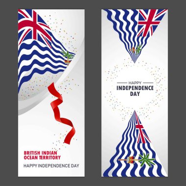 Britanya Hint Okyanusu Toprakları mutlu bağımsızlık günü konfeti kutlama arka plan dikey Banner ayarla