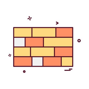 Duvar simgesi tasarım, renkli vektör çizim