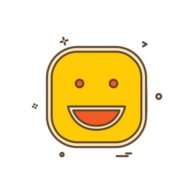 Mutlu emoji simgesi tasarım, renkli vektör çizim