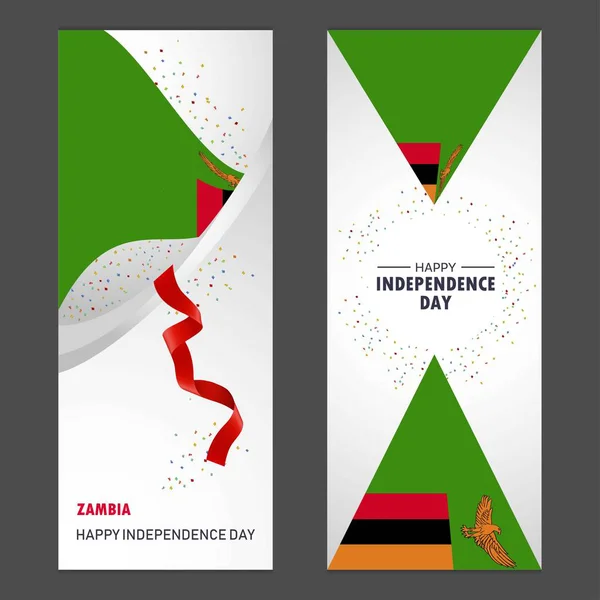 Zambia Felice Giorno Dell Indipendenza Confetti Celebrazione Sfondo Vertical Banner — Vettoriale Stock