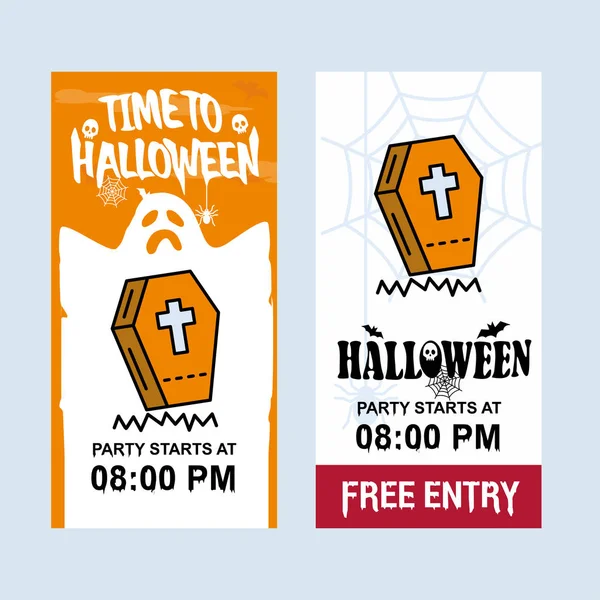 Design Convite Halloween Feliz Com Caixões Ilustração Vetorial — Vetor de Stock