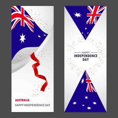 Avustralya mutlu bağımsızlık günü konfeti kutlama arka plan dikey Banner ayarla