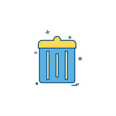 Çöp Kovası simgesi tasarım, renkli vektör çizim