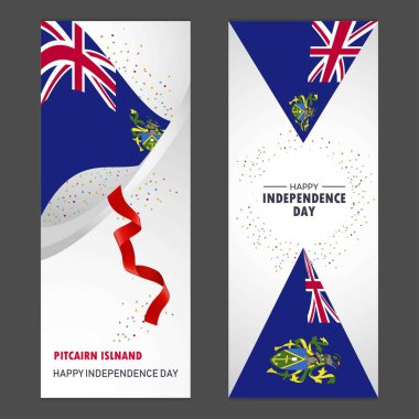 Pitcairn Islnand mutlu bağımsızlık günü konfeti kutlama arka plan dikey Banner ayarla