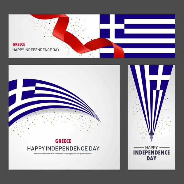 快乐的希腊独立日横幅和背景集 — 图库矢量图片
