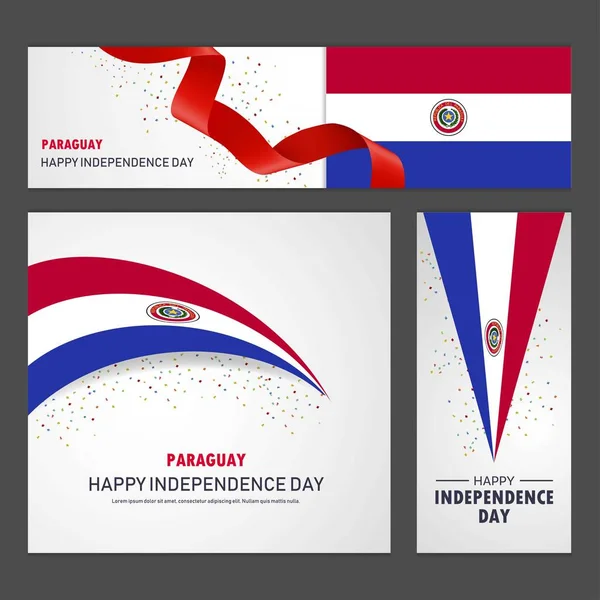 Happy Paraguay Independence Day Banner Background Set — стоковый вектор