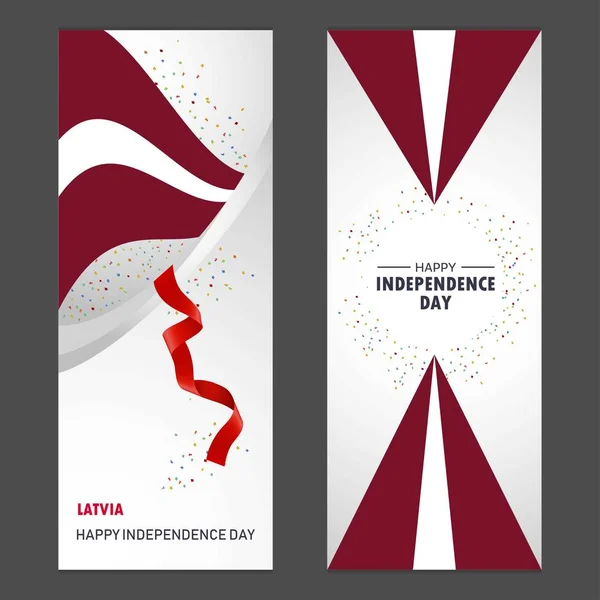 Lettonie Happy Independence Day Confetti Celebration Background Ensemble Bannière Verticale — Image vectorielle