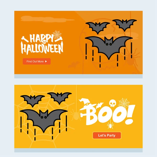 Glücklich Halloween Einladung Design Mit Fledermäusen Vektor — Stockvektor