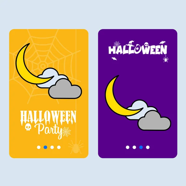 Šťastný Halloween Pozvánky Design Měsíc Vektorové Ilustrace — Stockový vektor