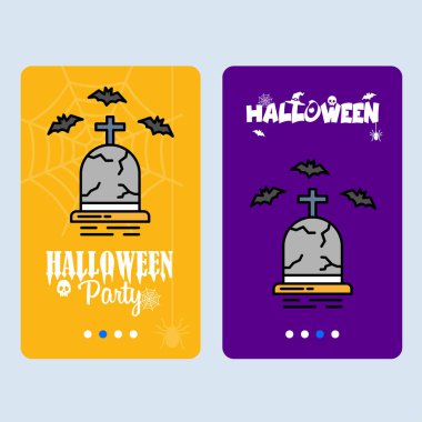 Mutlu Cadılar Bayramı davetiyesi tasarımı mezar vektör çizim ile 