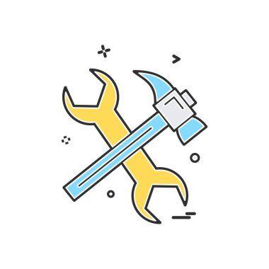 İngiliz anahtarı simgesi vektör tasarım çekiç