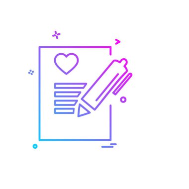 Sevgililer günü simgesi tasarım, renkli vektör çizim