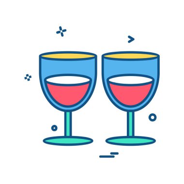 Sevgililer günü simgesi tasarım, renkli vektör çizim