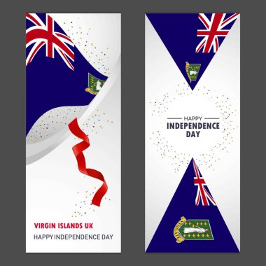 Virgin Adaları İngiltere'de mutlu bağımsızlık günü konfeti kutlama arka plan dikey Banner ayarla