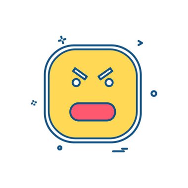 Kızgın emoji simgesi tasarım, renkli vektör çizim