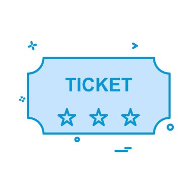 Bilet simgesi tasarım, renkli vektör çizim