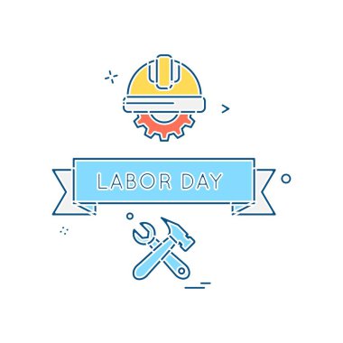 İşçi Bayramı simgesi tasarım, renkli vektör çizim 