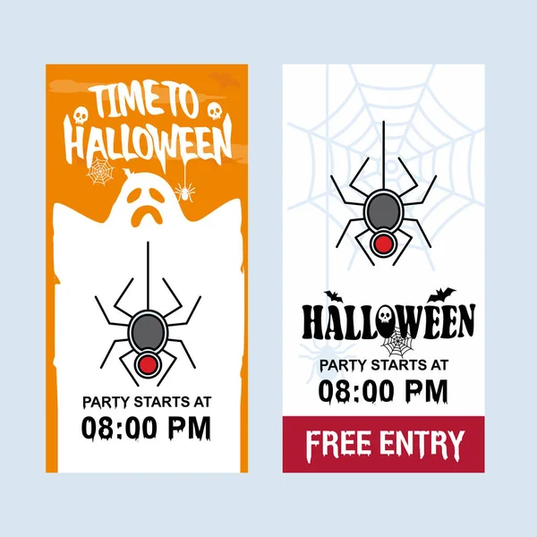 Feliz Halloween Invitación Diseño Con Vector Araña — Archivo Imágenes Vectoriales