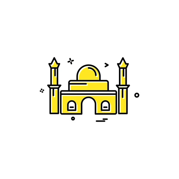 Moschea Icona Vettore Progettazione — Vettoriale Stock