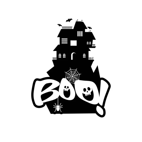 Diseño Tipográfico Boo Ilustración Vectorial Tarjeta Halloween — Archivo Imágenes Vectoriales