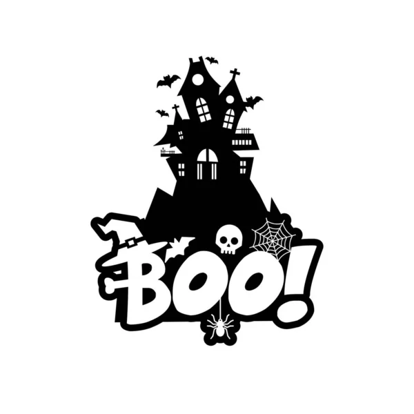 Diseño Tipográfico Boo Ilustración Vectorial Tarjeta Halloween — Archivo Imágenes Vectoriales