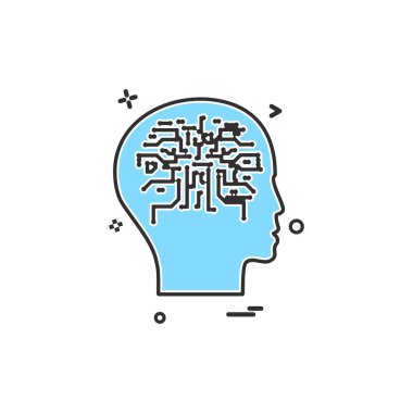 Yapay beyin zekası robot ikon vektör tasarımı