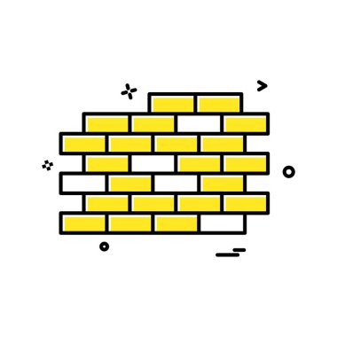 Duvar simgesi tasarım, renkli vektör çizim