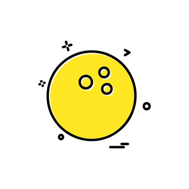 Bowling simgesi tasarım, renkli vektör çizim