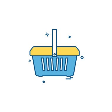 Sepeti simgesi tasarım, renkli vektör çizim