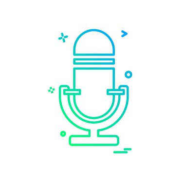 Mikrofon simgesi tasarım, renkli vektör çizim