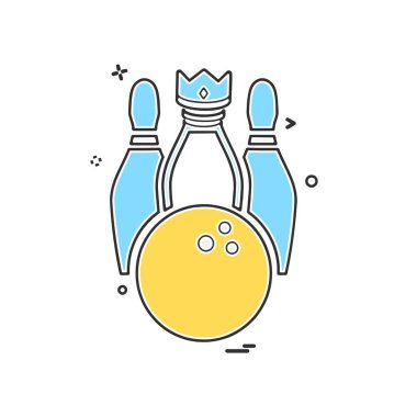 Bowling simgesi tasarım, renkli vektör çizim