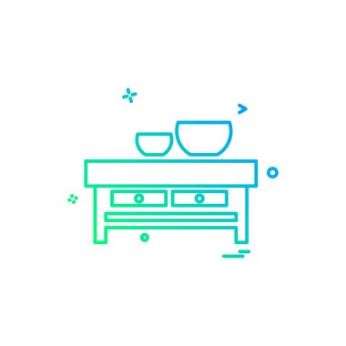 Mobilya simgesi tasarım, renkli vektör çizim