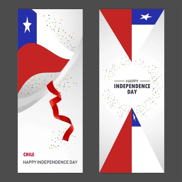 Chili Joyeuse Fête Indépendance Confettis Fond Vertical Banner Set — Image vectorielle