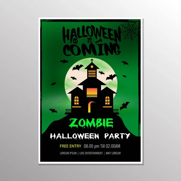 Illustrazione Vettoriale Tema Halloween Zombie Party Sfondo Verde Illustrazione Eps — Vettoriale Stock