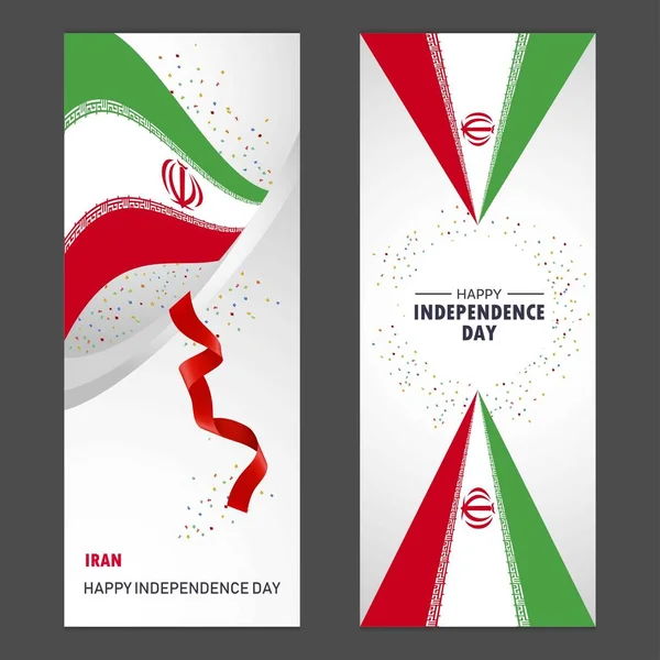 Irã Feliz Dia Independência Confetti Celebração Fundo Vertical Banner Set —  Vetores de Stock