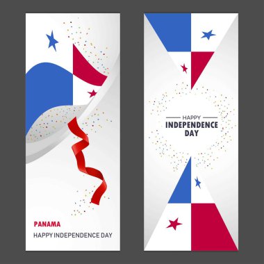 Panama mutlu bağımsızlık günü konfeti kutlama arka plan dikey Banner ayarla
