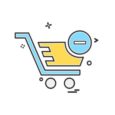 Sepeti simgesi tasarım, renkli vektör çizim